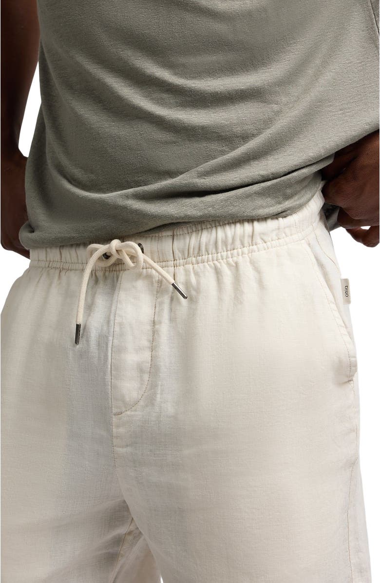 Onia Pigment Dye Linen Pull On Short, Alternate, color, Bone