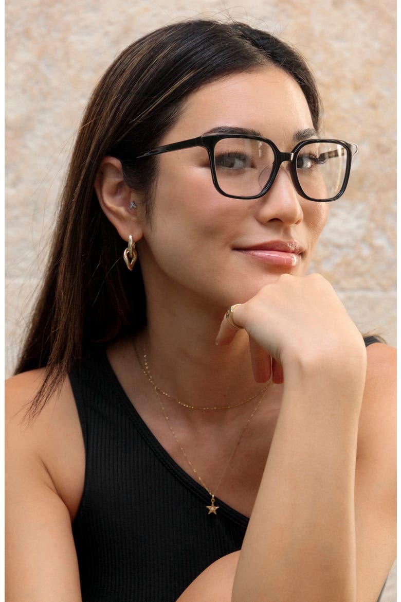 Palakika 54mm Low Bridge Square Optical Glasses, Alternate, color, BLACK LAVA / CLEAR LENSES