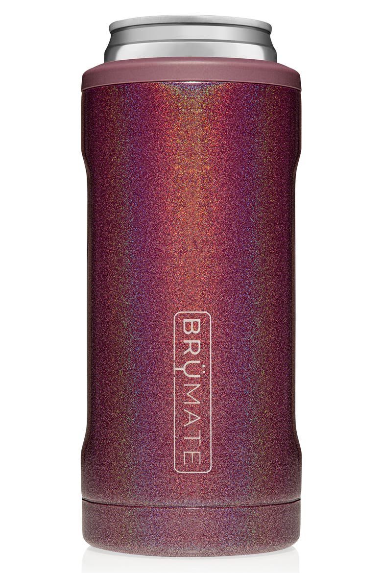 Hopsulator Slim Can Cooler, Main, color, GLITTER MERLOT