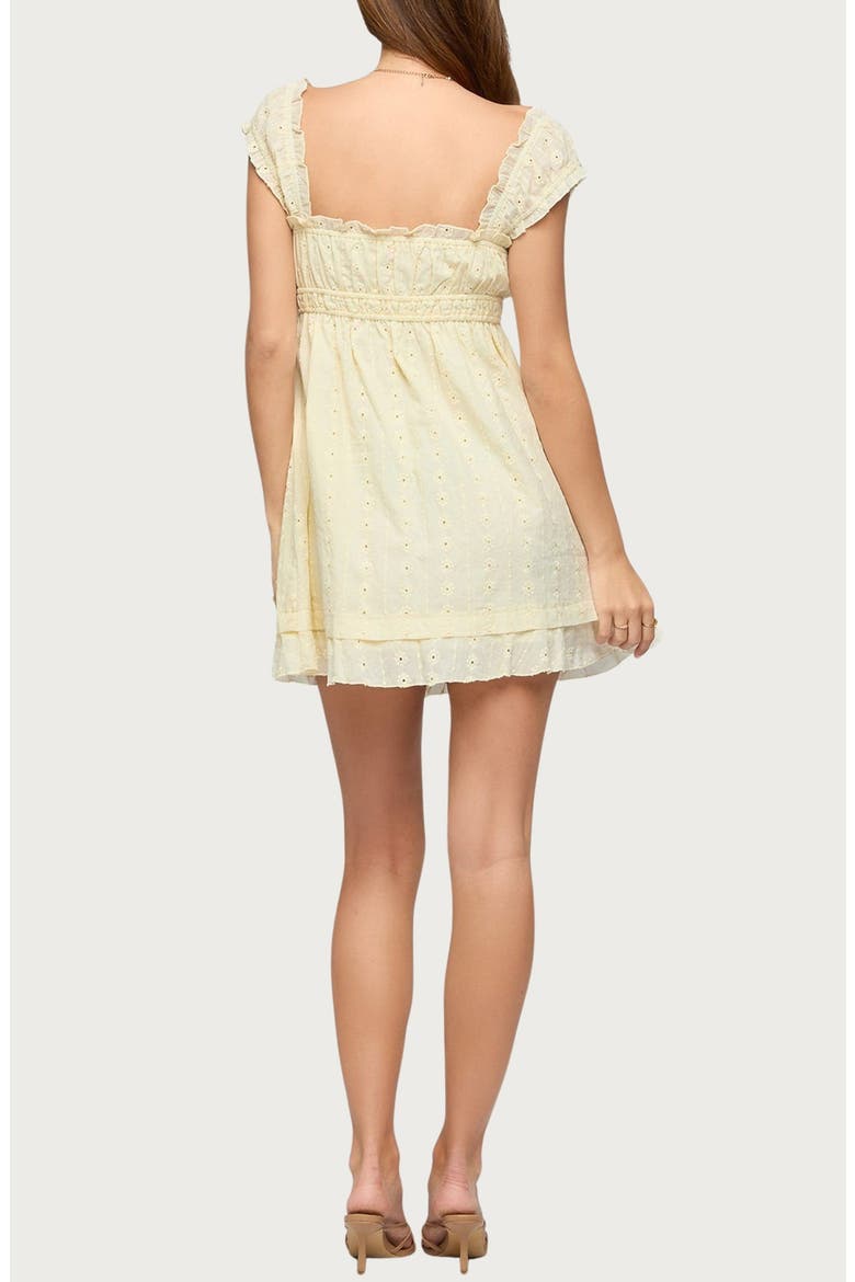 Eyelet Ruffle Babydoll Minidress, Alternate, color, LIGHT-YELLOW