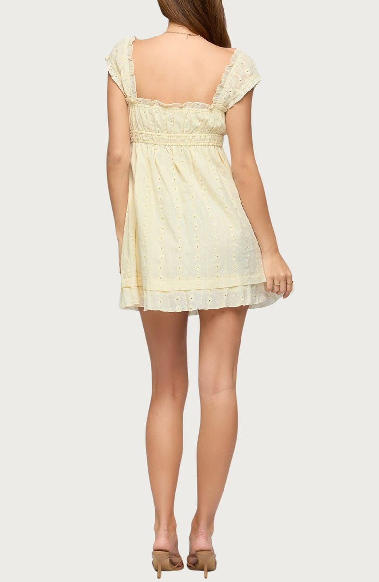 EDIKTED Eyelet Ruffle Babydoll Minidress, Alternate, color, Light-Yellow