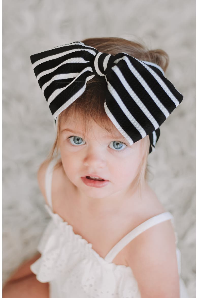 Mini Prep Stripes Stretch Head Wrap, Alternate, color, BLACK AND WHITE