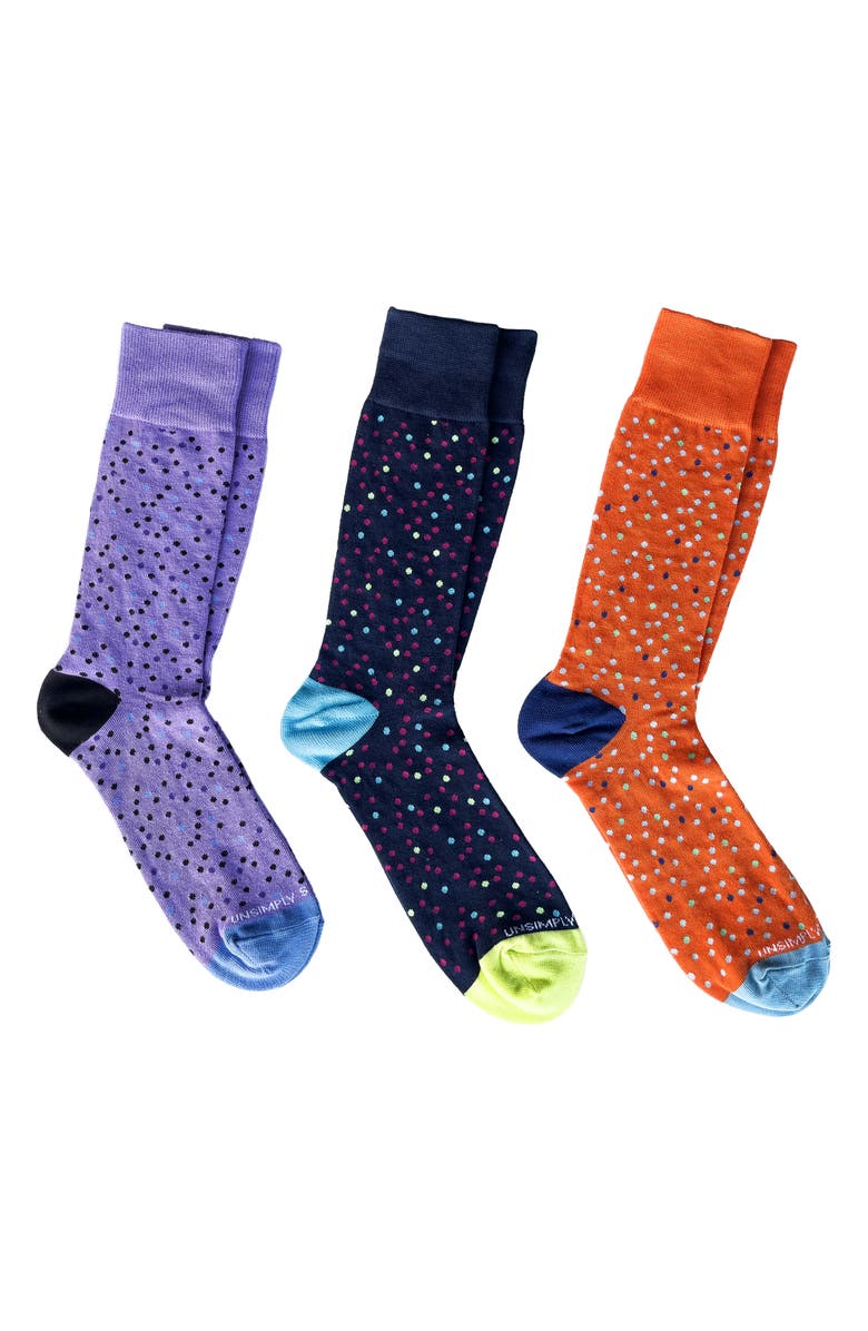 UNSIMPLY STITCHED Assorted 3-Pack Crew Socks, Main, color, Purple Multi Color