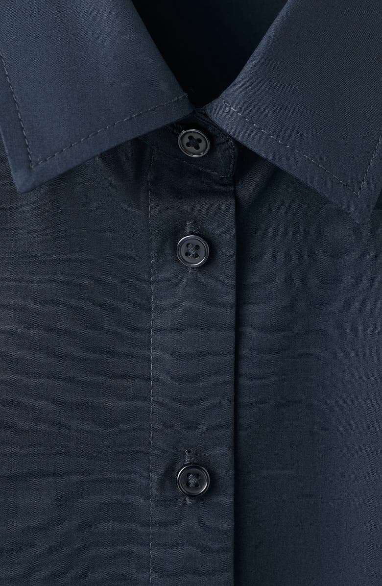 MANGO Sleeveless Cotton Button-Up Shirt, Alternate, color, Navy