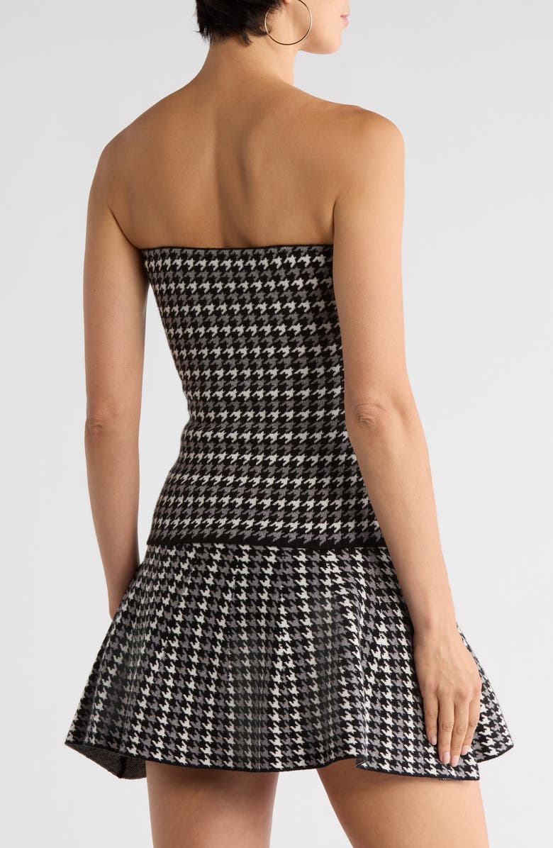 Love By Design Hannah Strapless Houndstooth Top, Alternate, color, Black/Cozy Heather/Egret