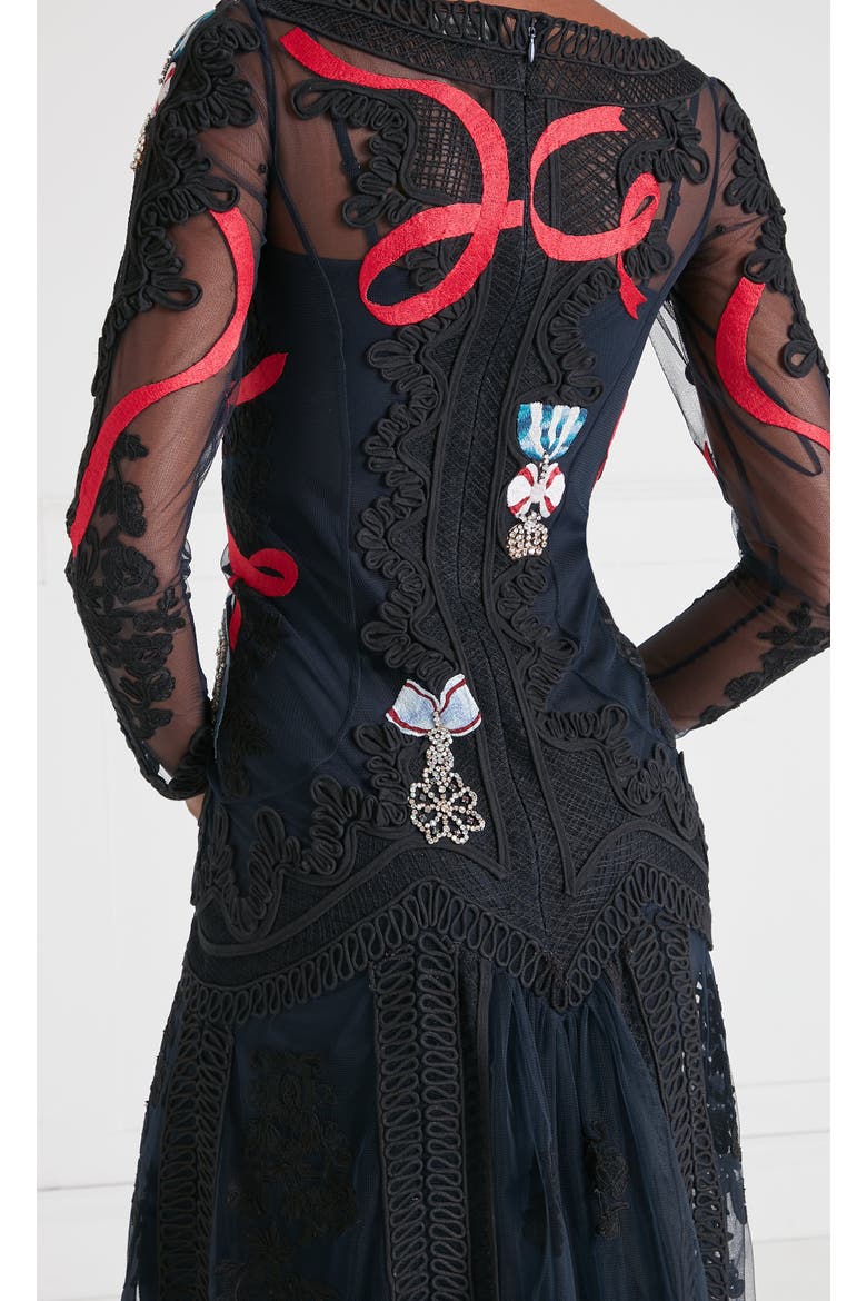 Diamantine Tattoo Dress, Alternate, color, Navy