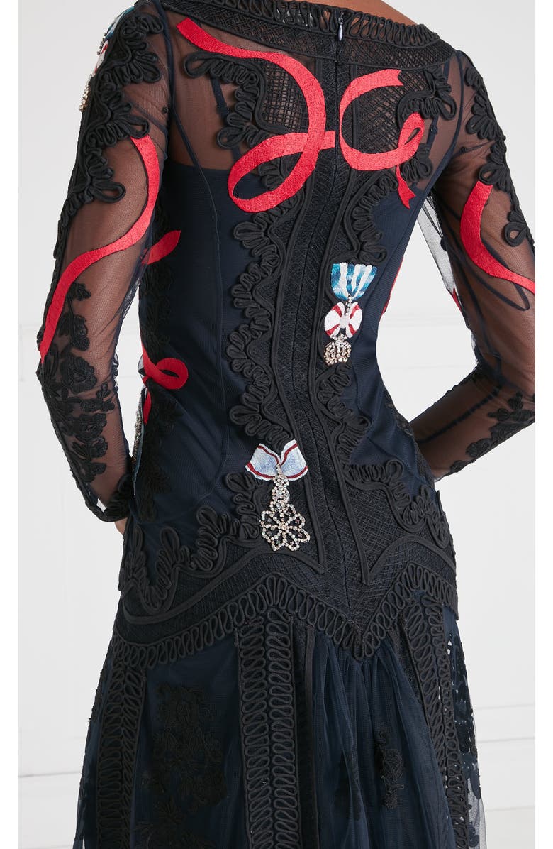 Temperley London Diamantine Tattoo Dress, Alternate, color, Navy