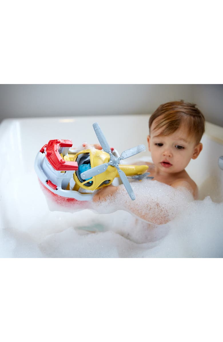 Green Toys Rescue Boat & Helicopter Playset, Alternate, color, Red