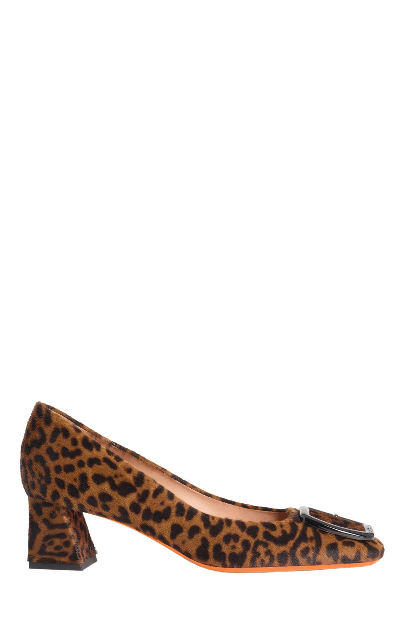 Santoni Women's animal-print cavallino mid-heel pump, Main, color, Brown