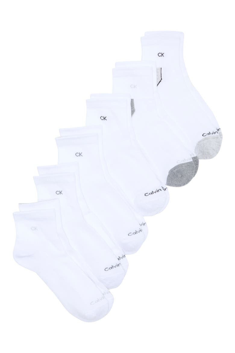 6-Pack Cushion Quarter Socks, Main, color, WHITE