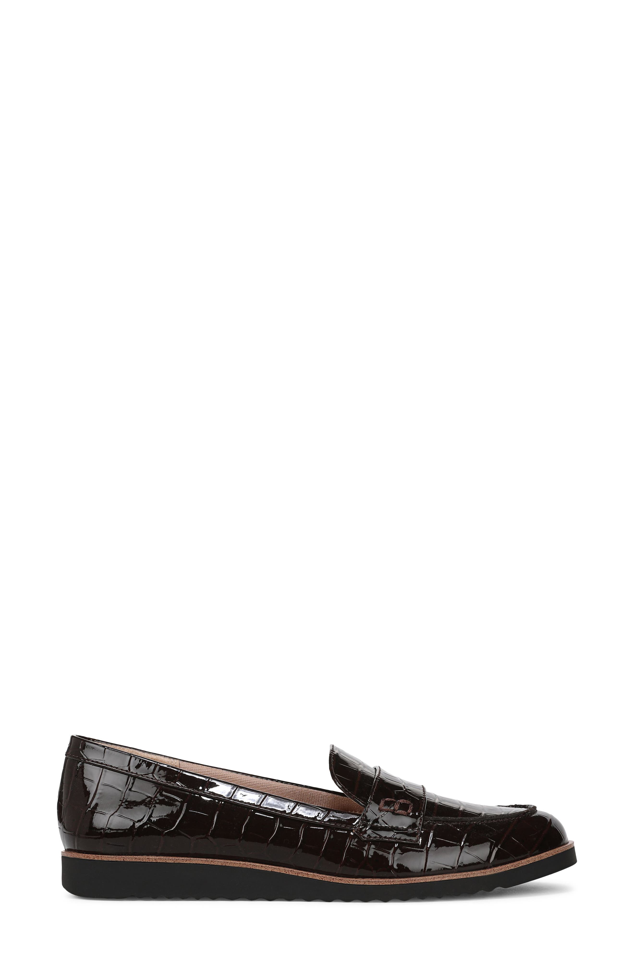 Zee Croc Embossed Loafer, Alternate, color, DARK CHOCOLATE