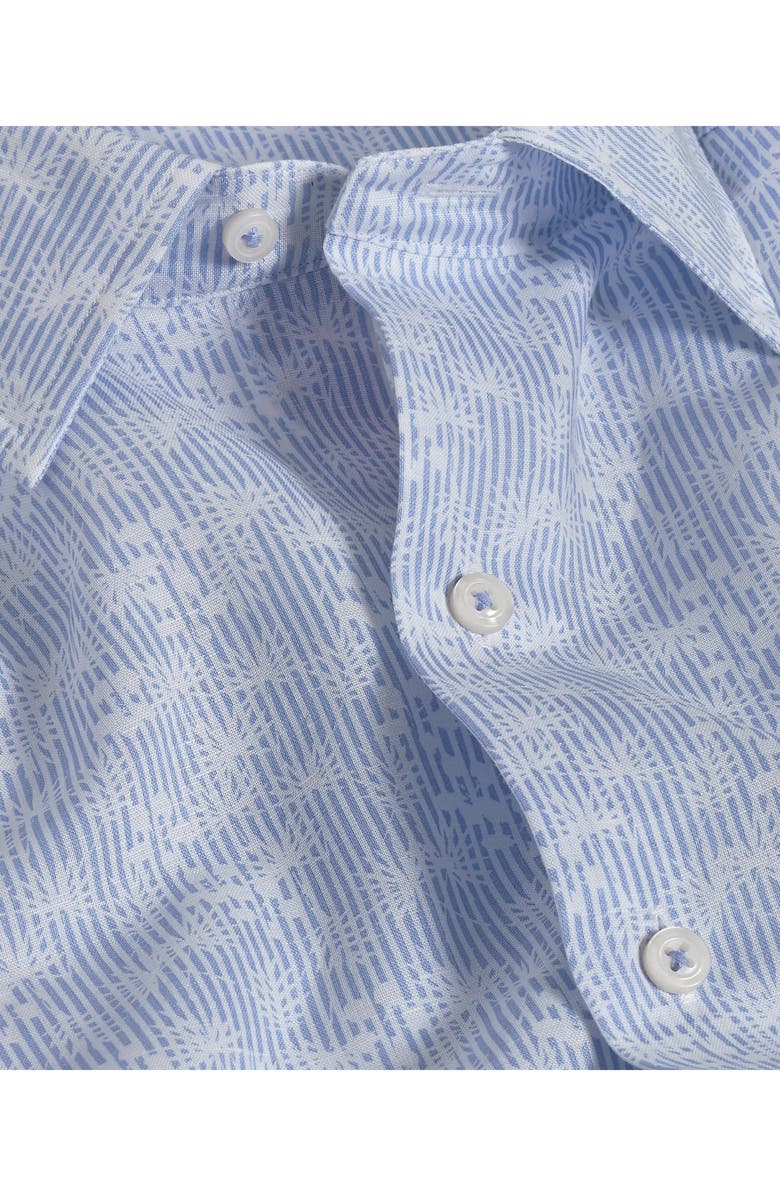 David Donahue Linen & Cotton Short Sleeve Sport Shirt, Alternate, color, White/ Sky