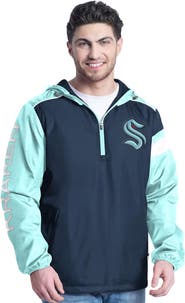 G-III SPORTS BY CARL BANKS Men's G-III Sports by Carl Banks Deep Sea Blue/Light Blue Seattle Kraken Lateral Half-Zip Hoodie Jacket