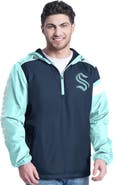 G-III SPORTS BY CARL BANKS Men's G-III Sports by Carl Banks Deep Sea Blue/Light Blue Seattle Kraken Lateral Half-Zip Hoodie Jacket