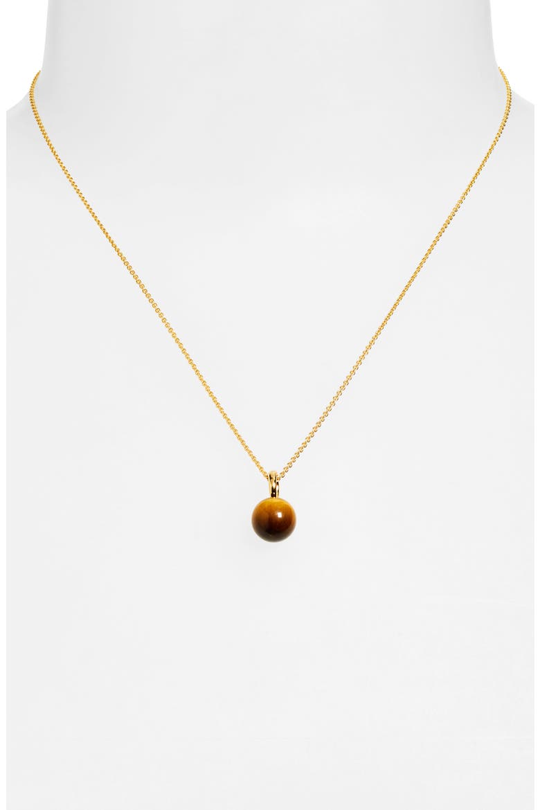 Gemstone Pendant Necklace, Alternate, color, 18CT GOLD VERMEIL / TIGERS EYE