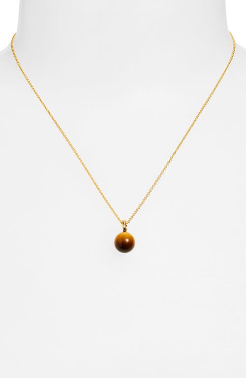 Monica Vinader Green Onyx Pendant Necklace In 18ct Gold Vermeil/tigers Eye