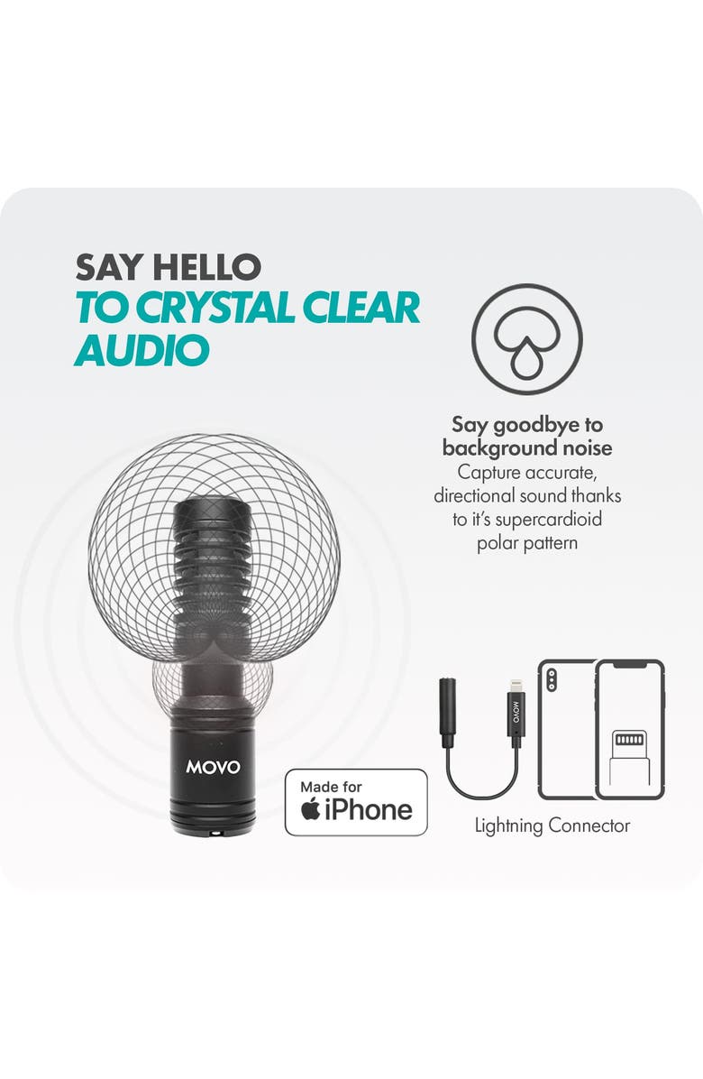 MOVO iVlog1 Vlogging Kit for iPhone - YouTube Starter Kit with Shotgun Mic, LED Light, Tripod, and more, Alternate, color, Black