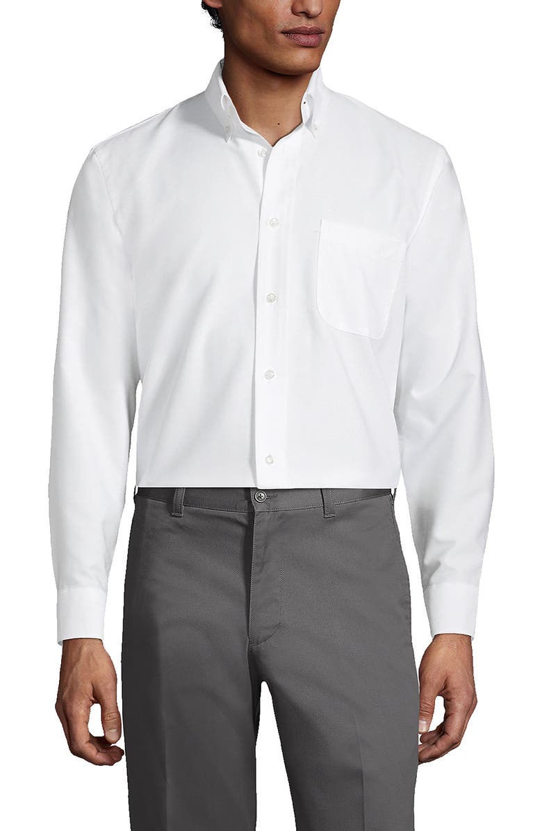 Lands' End School Uniform  Long Sleeve Oxford Dress Shirt, Main, color, White