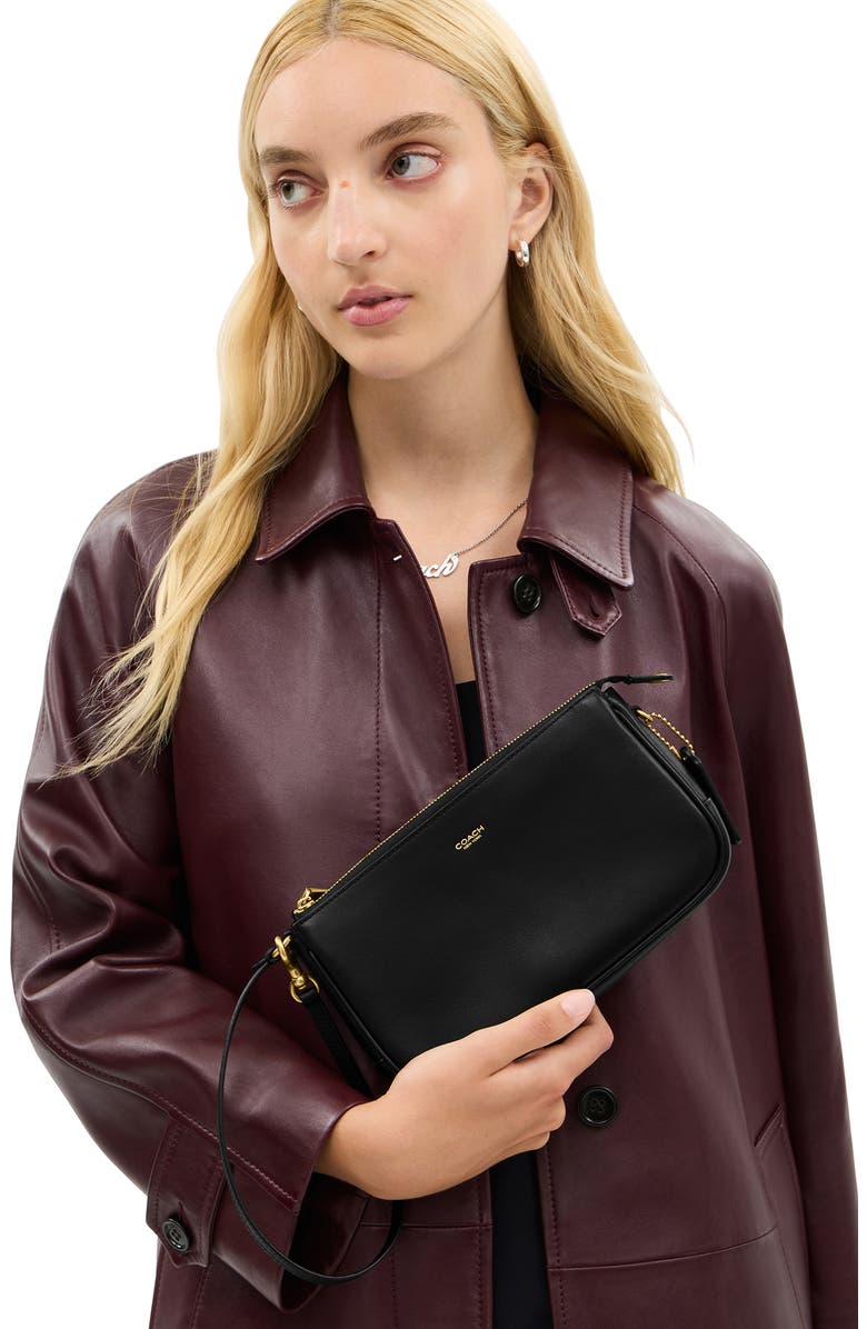 COACH Plaza Natural Grain Leather Shoulder Bag, Alternate, color,