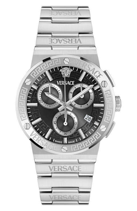 Greca Logo Chronograph Bracelet Watch, 40mm