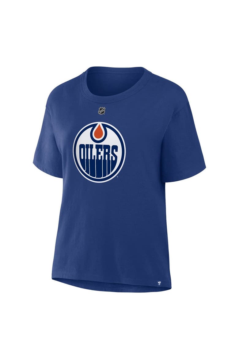 Women's Fanatics Leon Draisaitl Royal Edmonton Oilers Authentic Stack Name & Number T-Shirt, Alternate, color, Royal