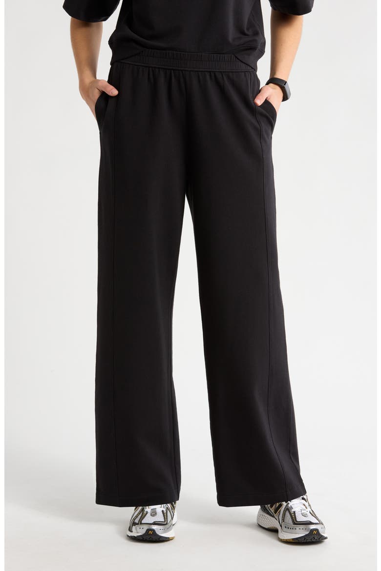 Luxe Terry Wide Leg Pocket Pants, Main, color, BLACK