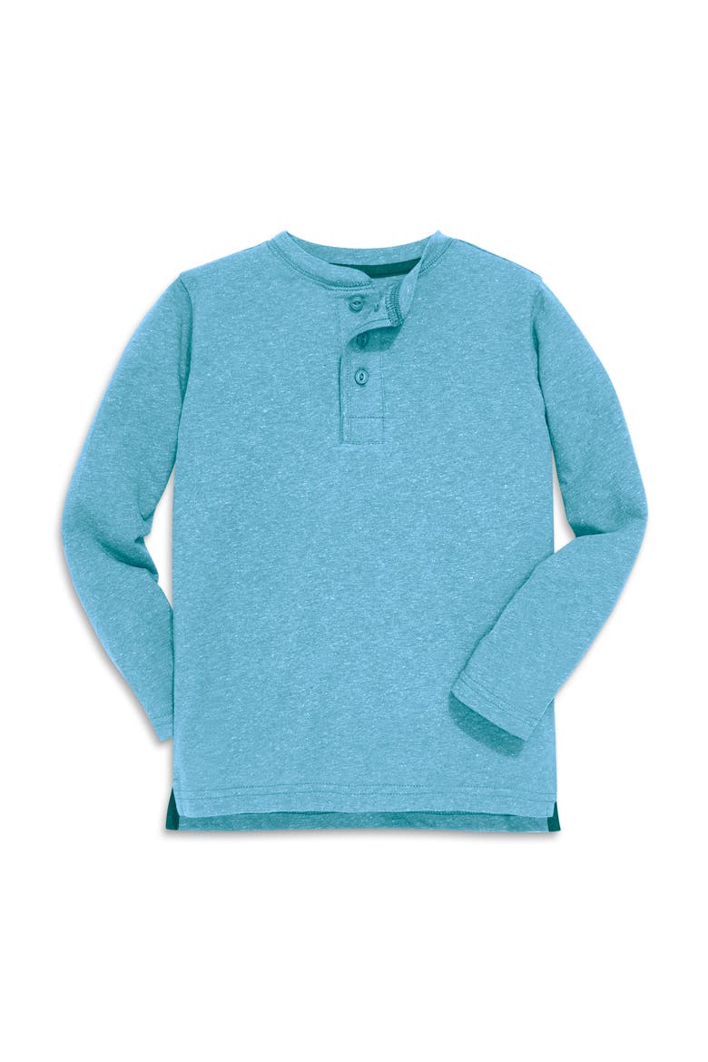 Kids Heathered Long Sleeve Henley Tee, Main, color, Cornflower