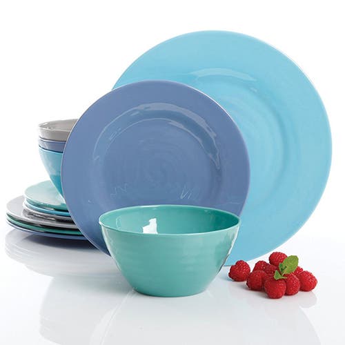Gibson Home Brist 12 Piece Dinnerware Set In Blue