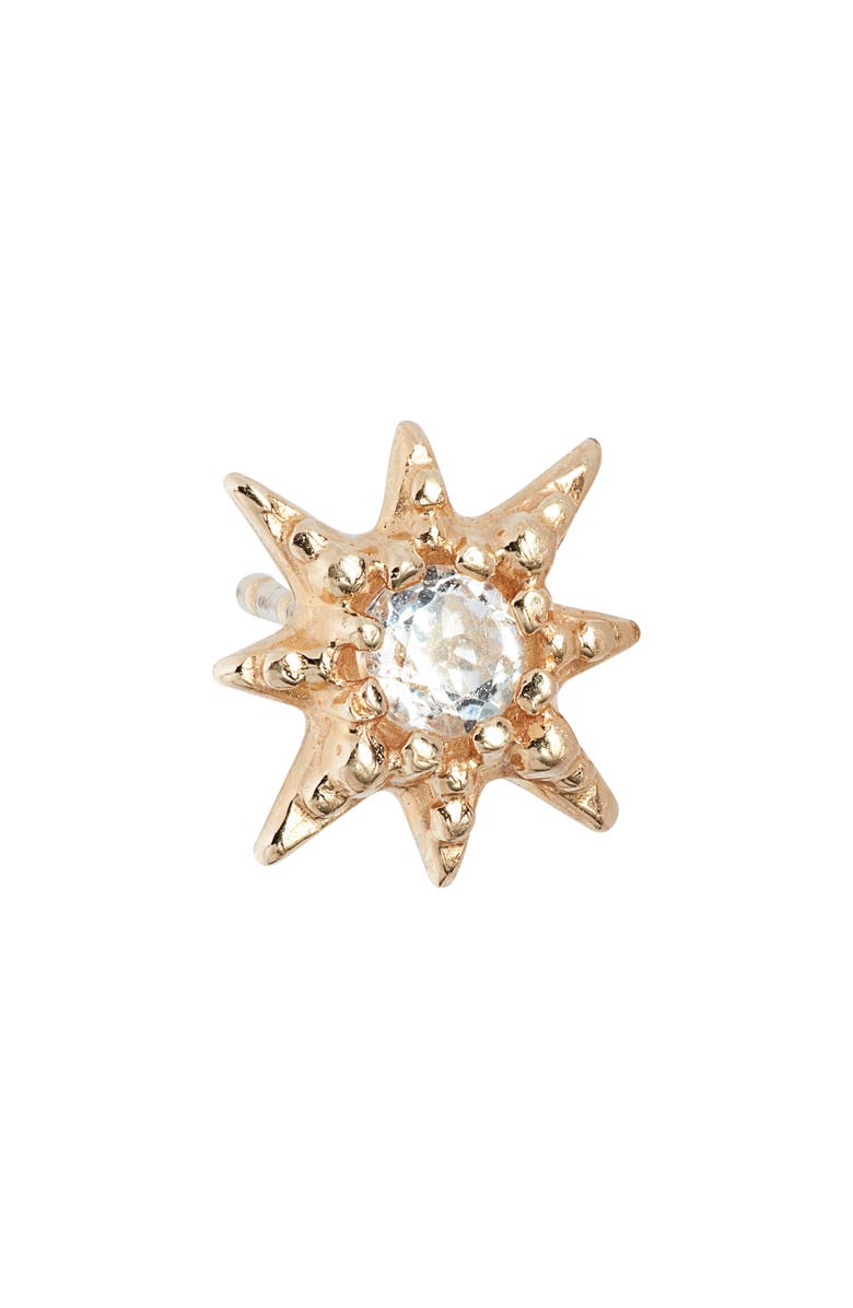 Anzie Moon Crescent Mismatched Stud Earrings, Alternate, color, Yellow Gold