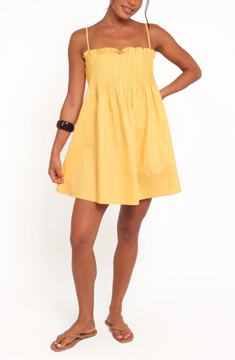 Petal & Pup Carson Pintuck Pleat Cotton Minidress, Main, color, Mango