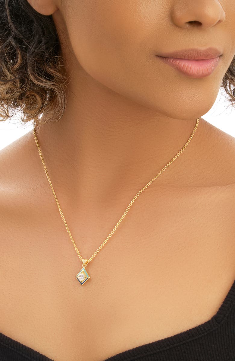 Sterling Forever Azurine CZ Pendant Necklace, Alternate, color, Gold