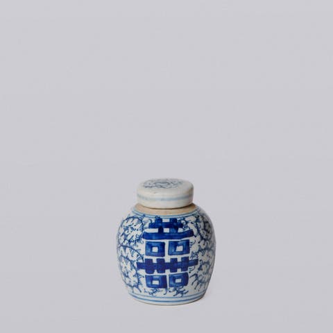 Porcelain Mini Double Happiness Round Jar