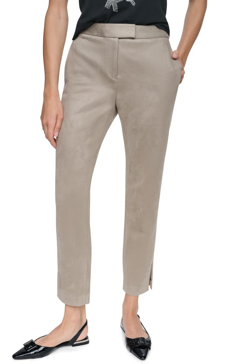Faux Suede Ankle Pants, Main, color, PUTTY