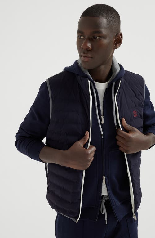 Brunello Cucinelli Nylon Down Vest In Navy Blue