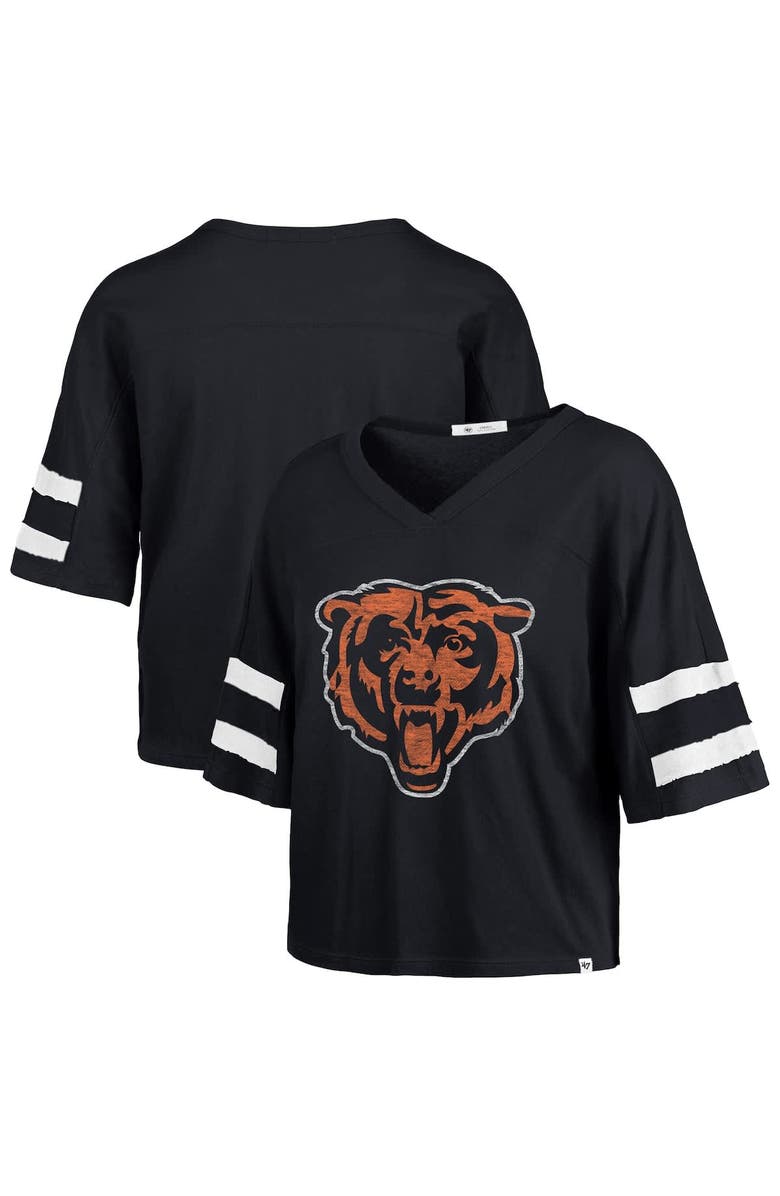 '47 Women's '47 Navy Chicago Bears Premier Scout Cropped V-Neck T-Shirt, Alternate, color, 