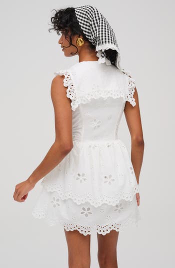 Daisy Eyelet Tiered Cotton Fit & Flare Minidress