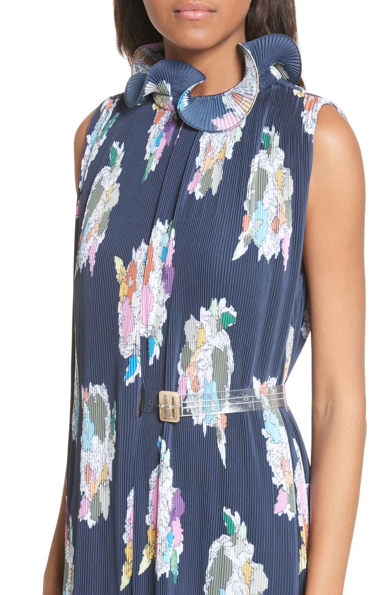 Tibi Asymmetrical Belted Floral Dress, Alternate, color, 