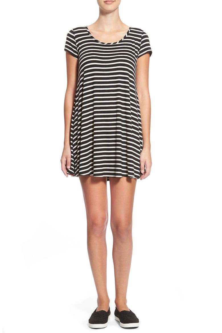 Knit Swing Dress, Main, color, BLACK/ TAUPE
