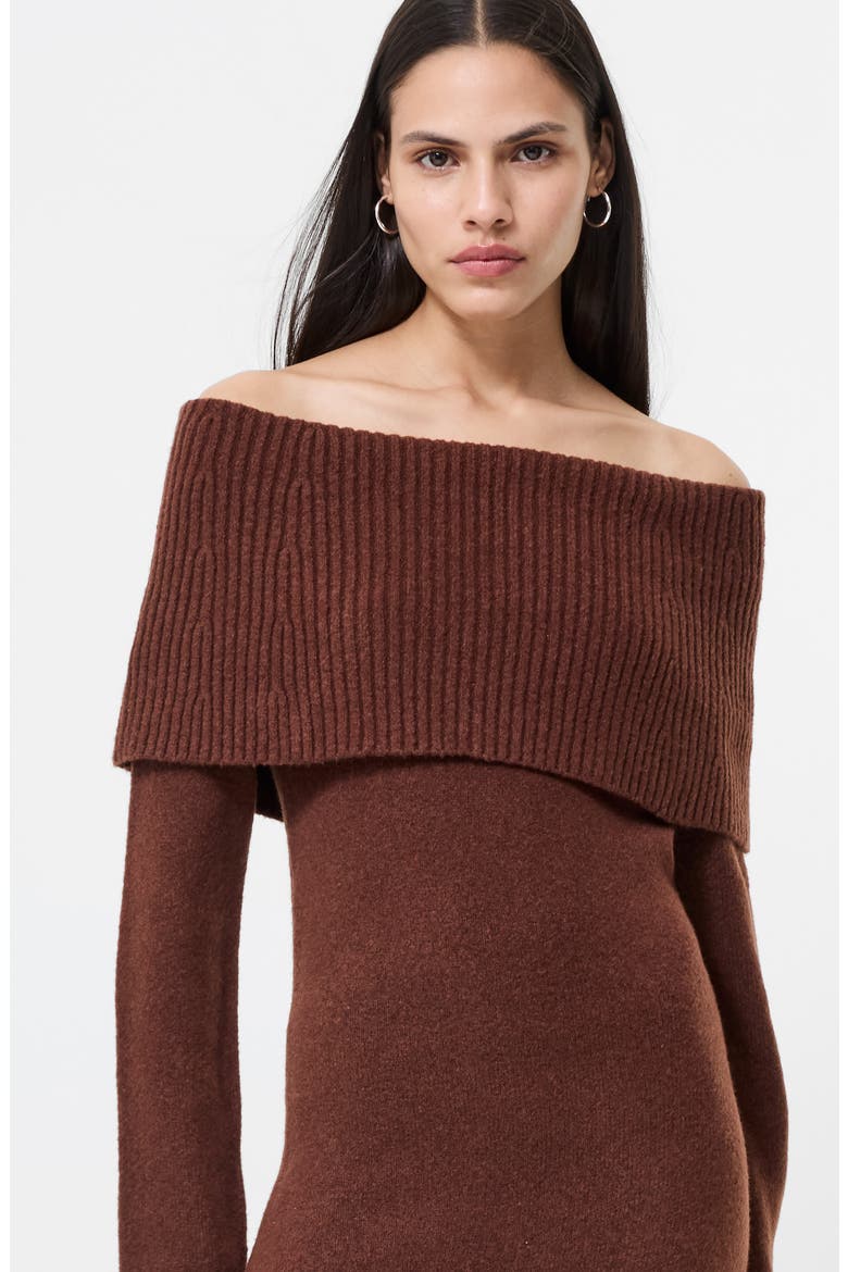Emilia Off the Shoulder Long Sleeve Maxi Sweater Dress, Alternate, color, 21-CHOCOLATE