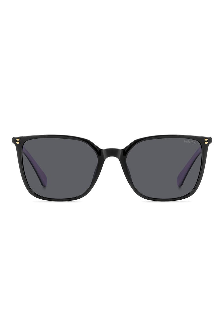 56mm Polarized Square Sunglasses, Main, color, BLACK/ GREY PZ