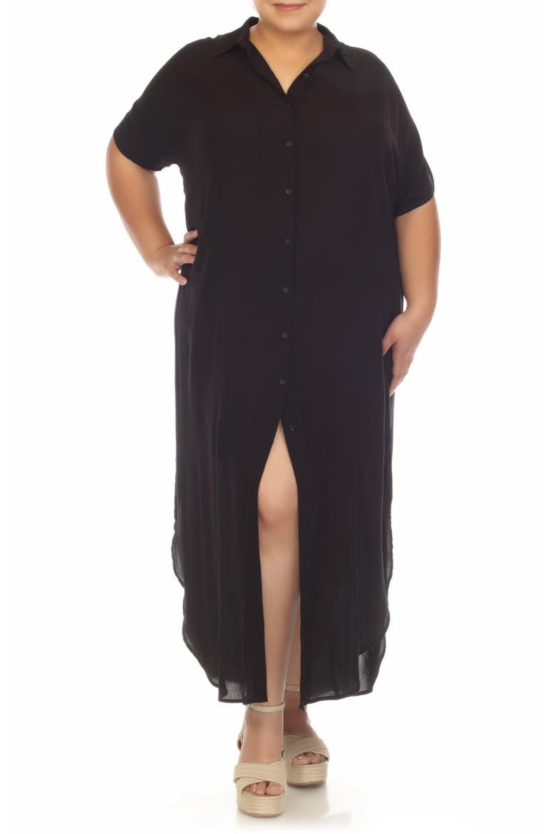 Maxi Shirtdress, Main, color, BLACK