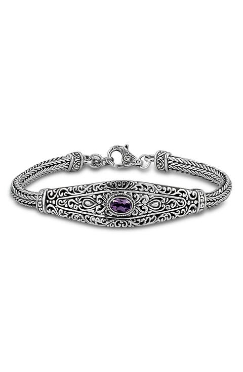 Sterling Silver Filigree Amethyst Bracelet