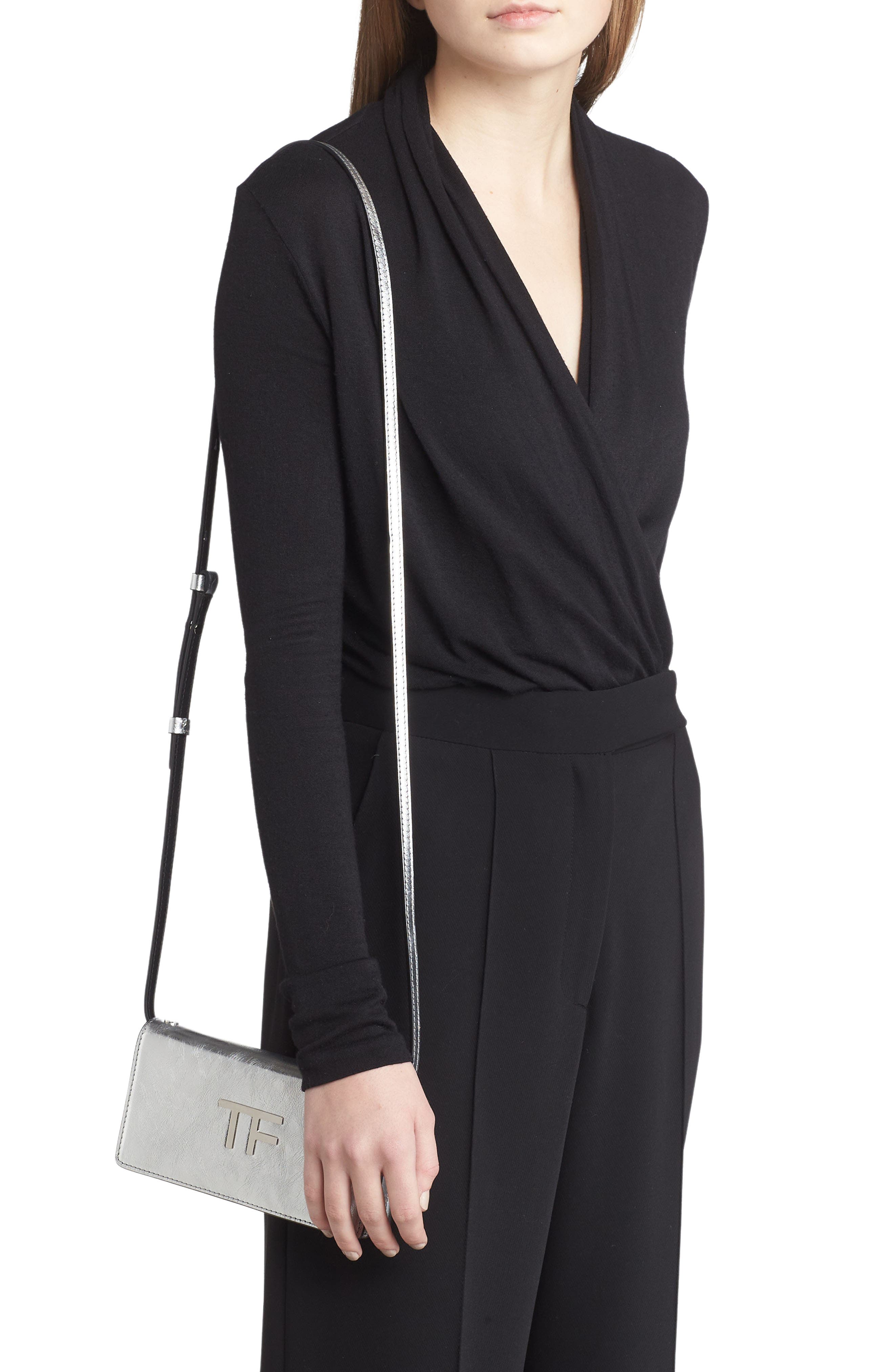 TOM FORD Mini Metallic Leather Crossbody Bag, Alternate, color, 