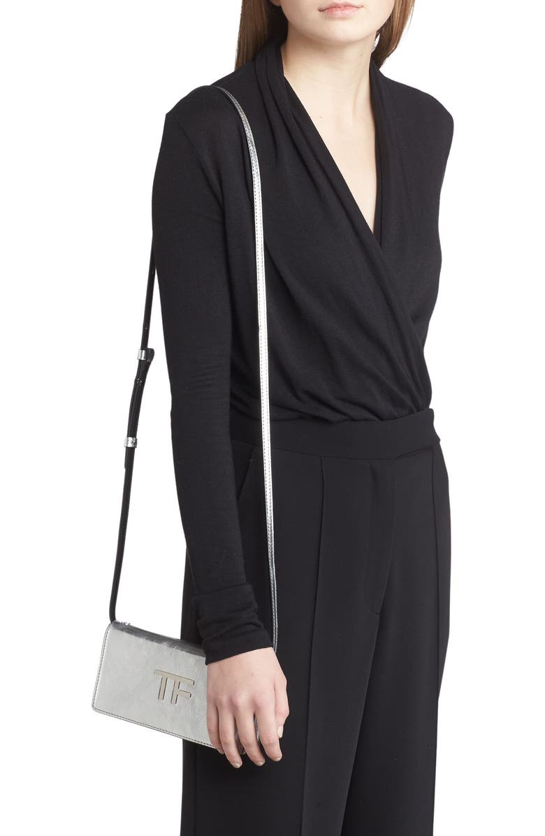 TOM FORD Mini Metallic Leather Crossbody Bag, Alternate, color,