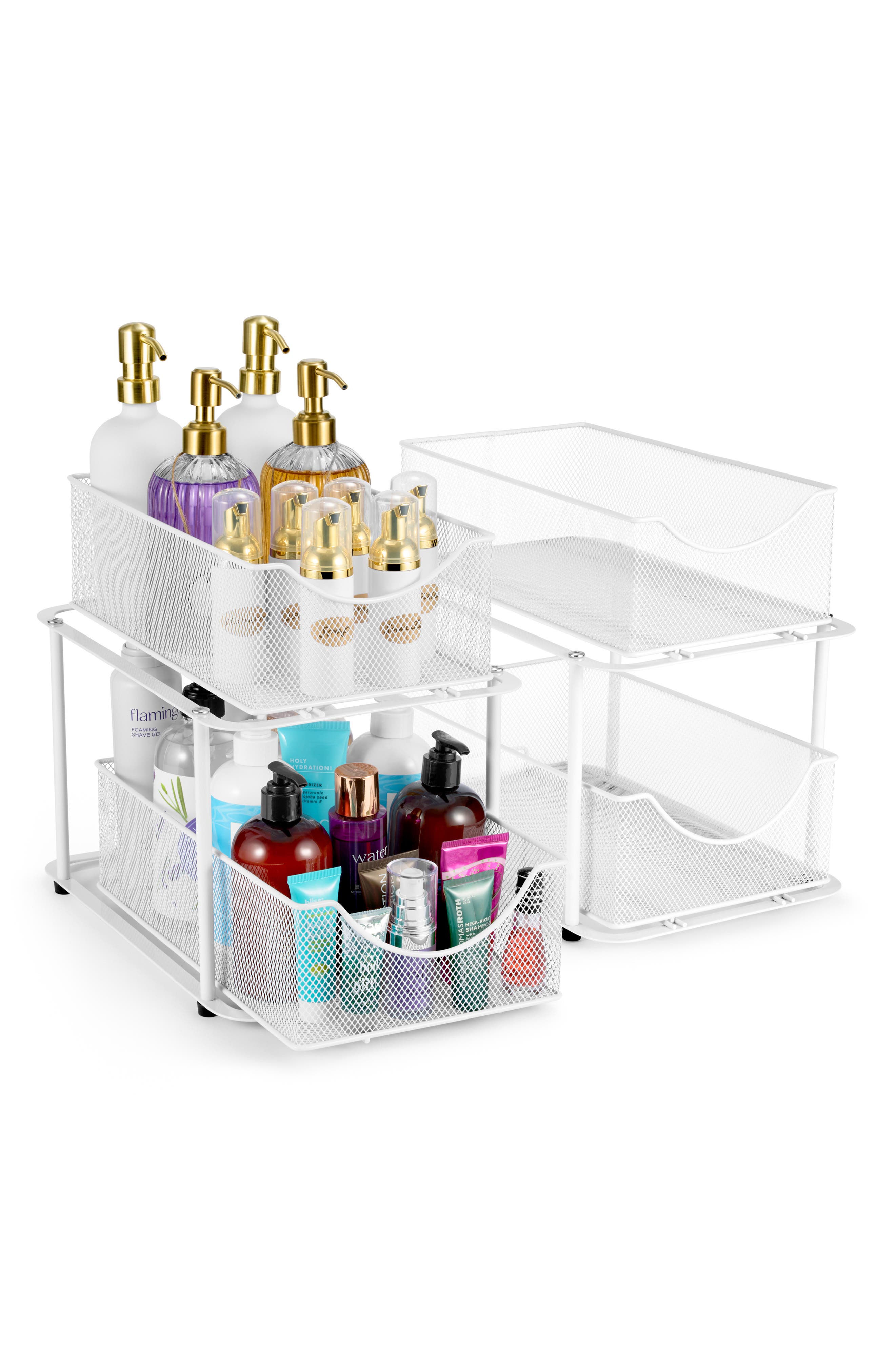 SORBUS 2-Tier Metal Sliding Bin Organizer