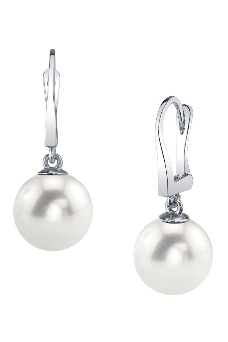 Freshwater Pearl Classic Elegance Earrings, Main, color, White Gold