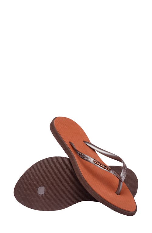 Havaianas Slim Pointed Toe Flip Flop In Dark Brown