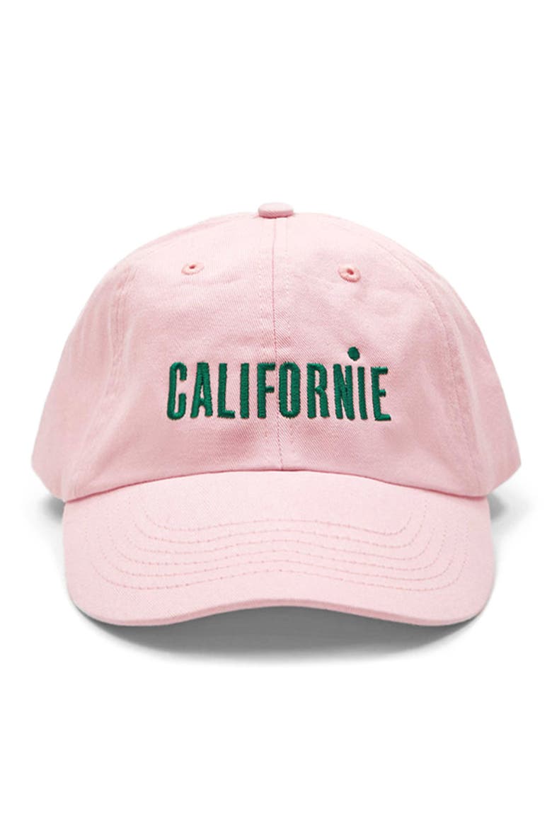 Californie Embroidered Cotton Twill Baseball Cap, Main, color, LIGHT PINK EMBROIDERED FERN