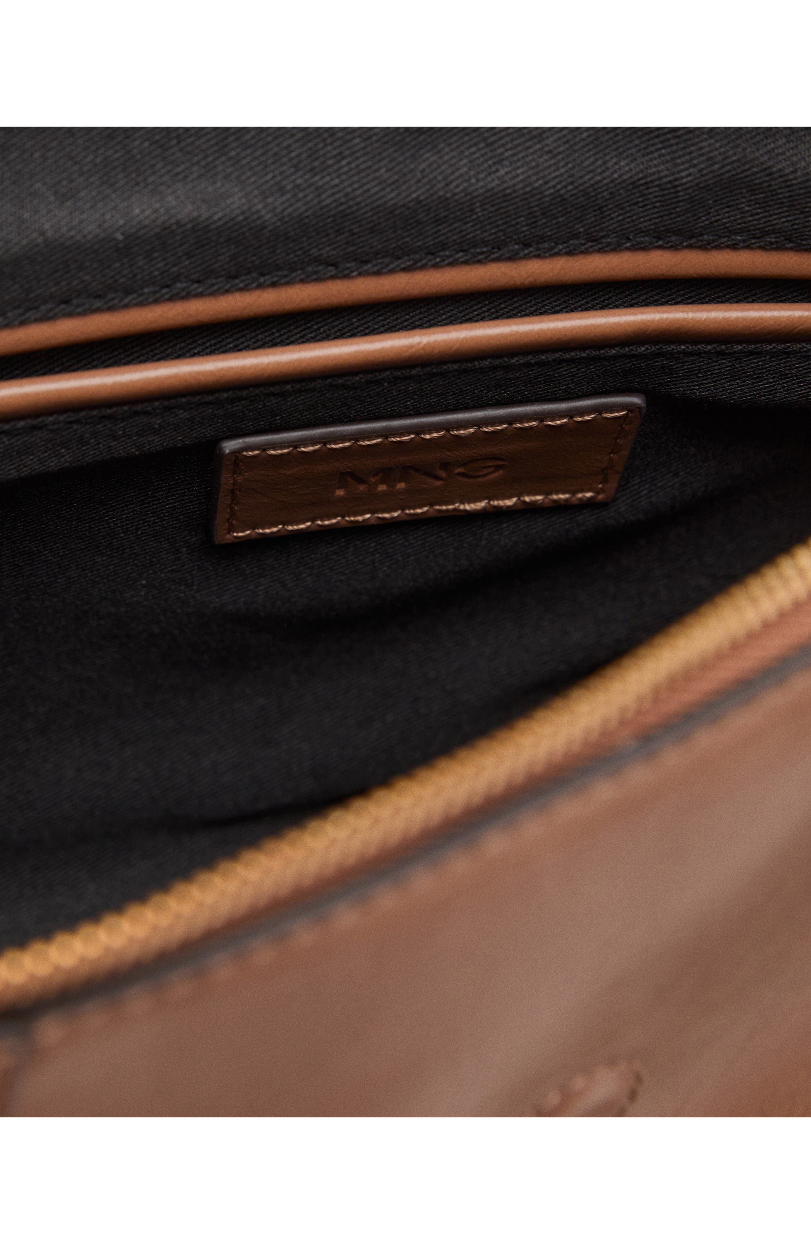 MANGO Medium Faux Leather Shoulder Bag, Alternate, color, Caramel