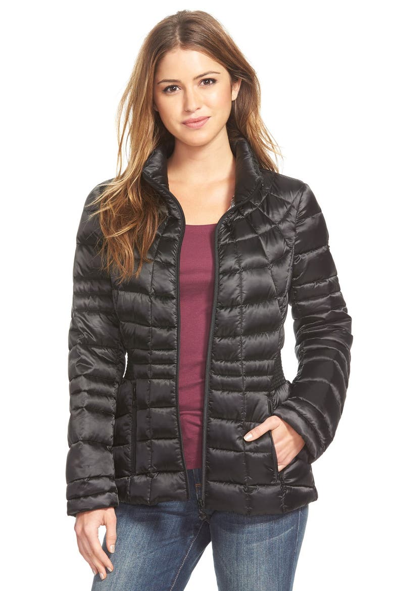 Packable Down & PrimaLoft® Fill Hooded Jacket, Main, color, BLACK